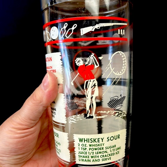 Mid Century Hazel Atlas 8.5” large glass sports themed cocktail’s shaker - Picture 6 of 11